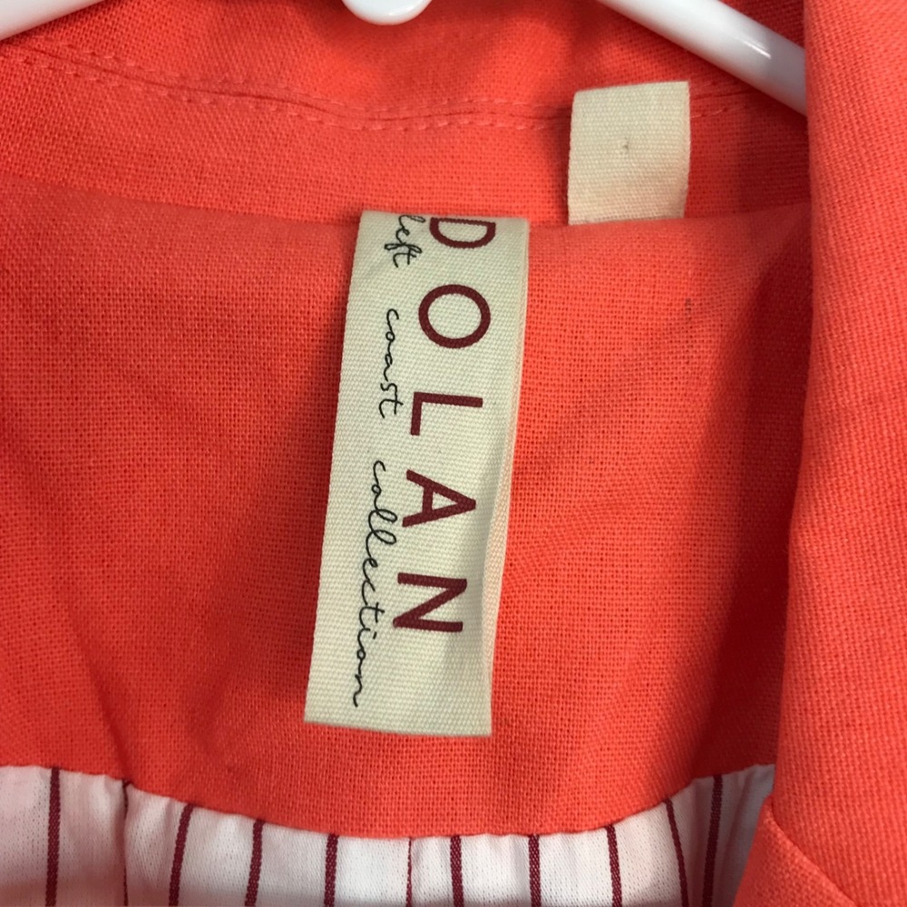 Dolan Womens Rayon/Linen Blend Blazer Jacket Sz Medium Orange Double Breasted - Picture 5 of 9
